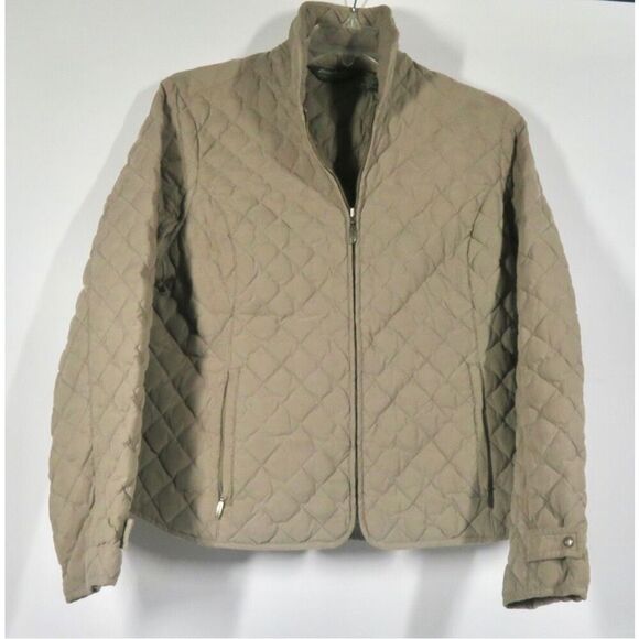 Eddie Bauer Light Quilted Goose Down Jacket ~ GREIGE Women Size XL - Picture 1 of 3